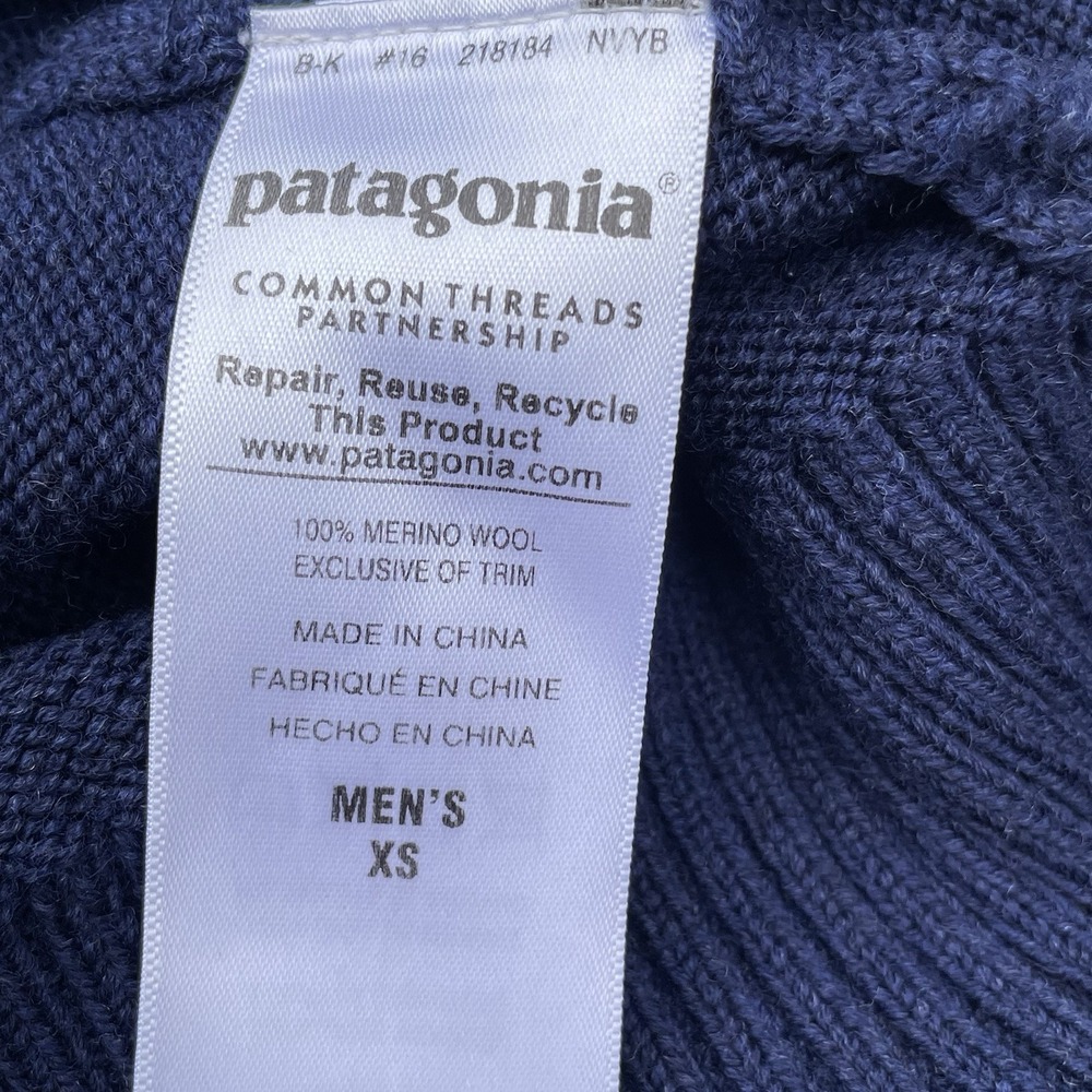 Patagonia Sweaters Mens XS Navy Blue Merino Wool 1/4 Zip Knit Pullover Cozy - Picture 5 of 14